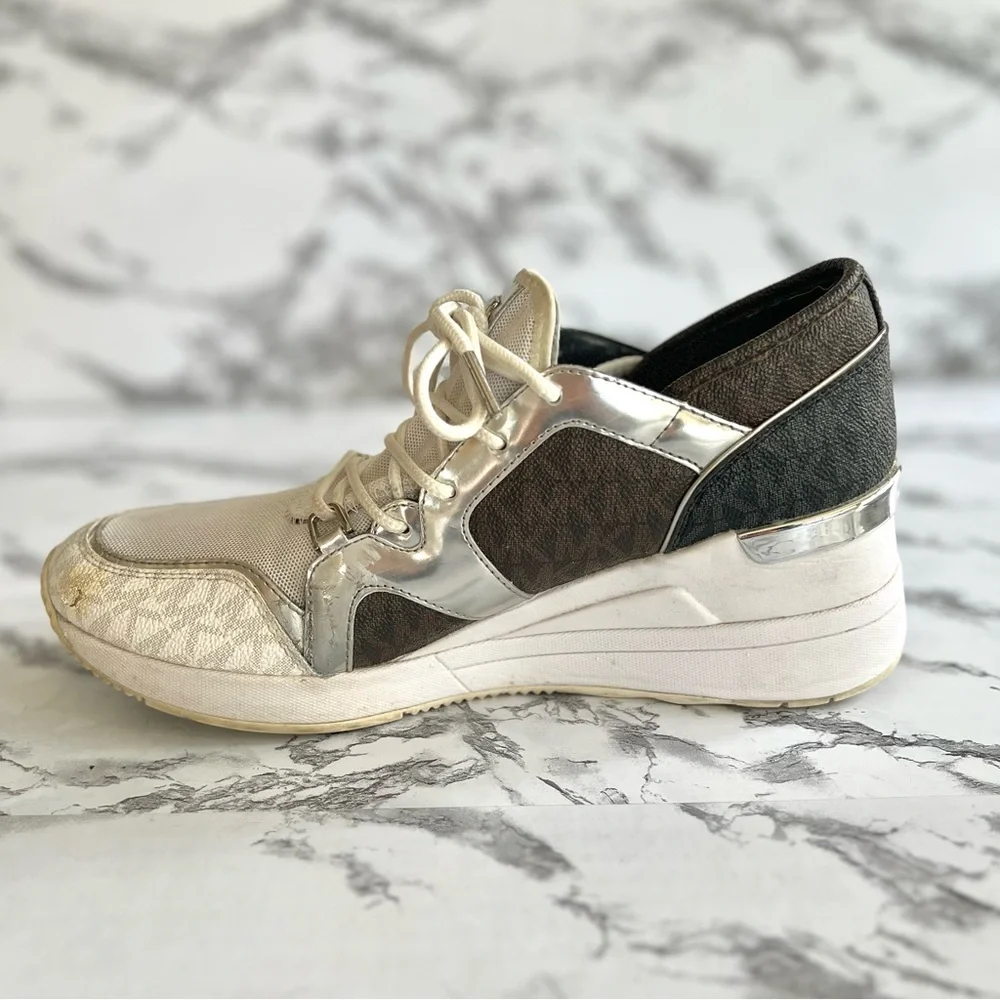 Michael Michael Kors Liv Bubble Trainer Sneakers Metallic 9.5 Fashion Logo